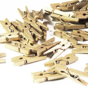100 QTY Mini Gold Clothespins
