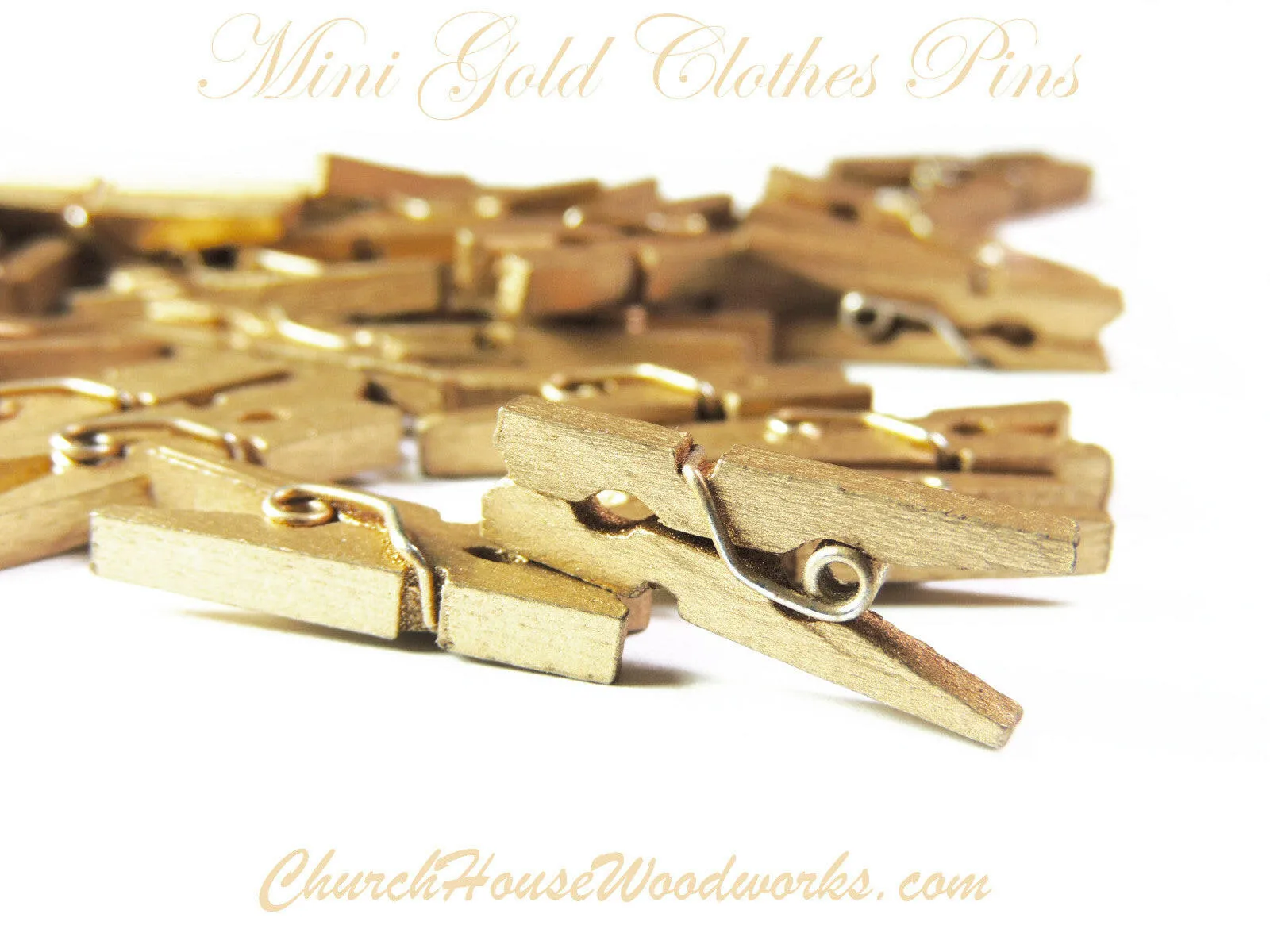 100 QTY Mini Gold Clothespins
