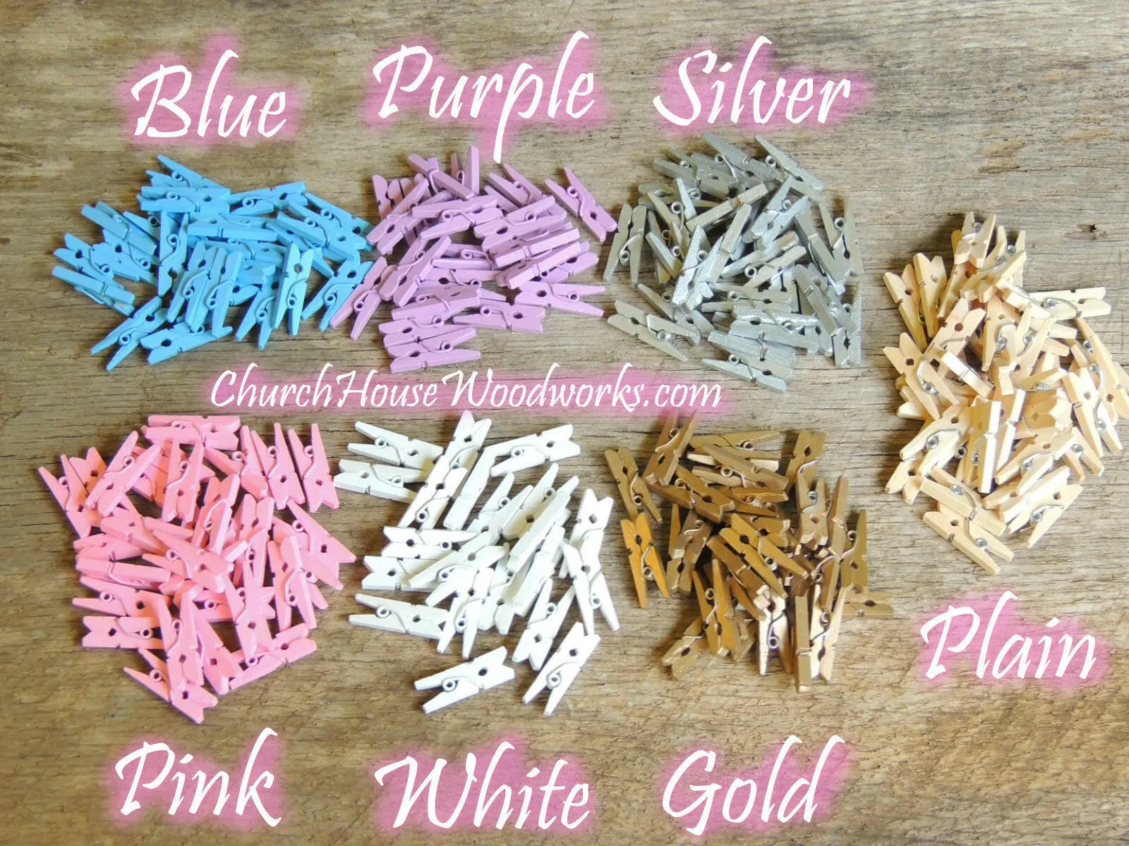100 QTY Mini Gold Clothespins