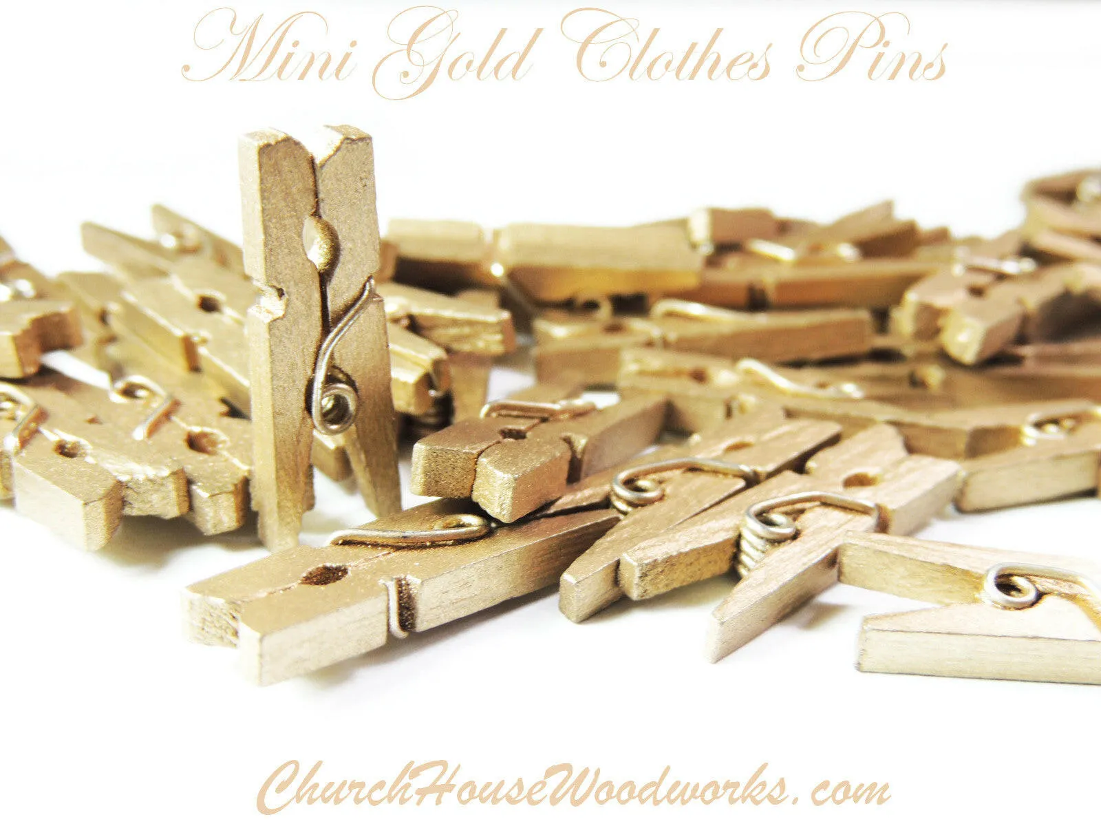 100 QTY Mini Gold Clothespins