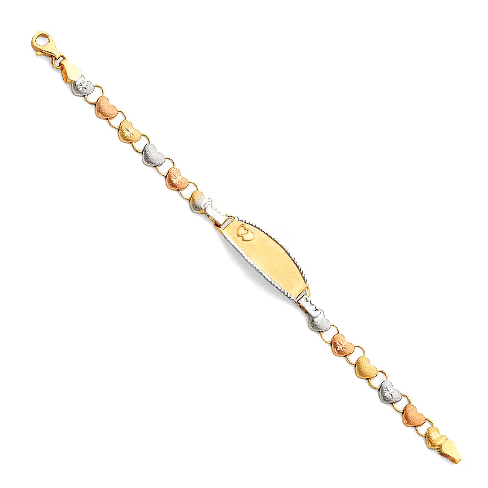 14k Gold Stampato Heart ID Bracelets and Charms