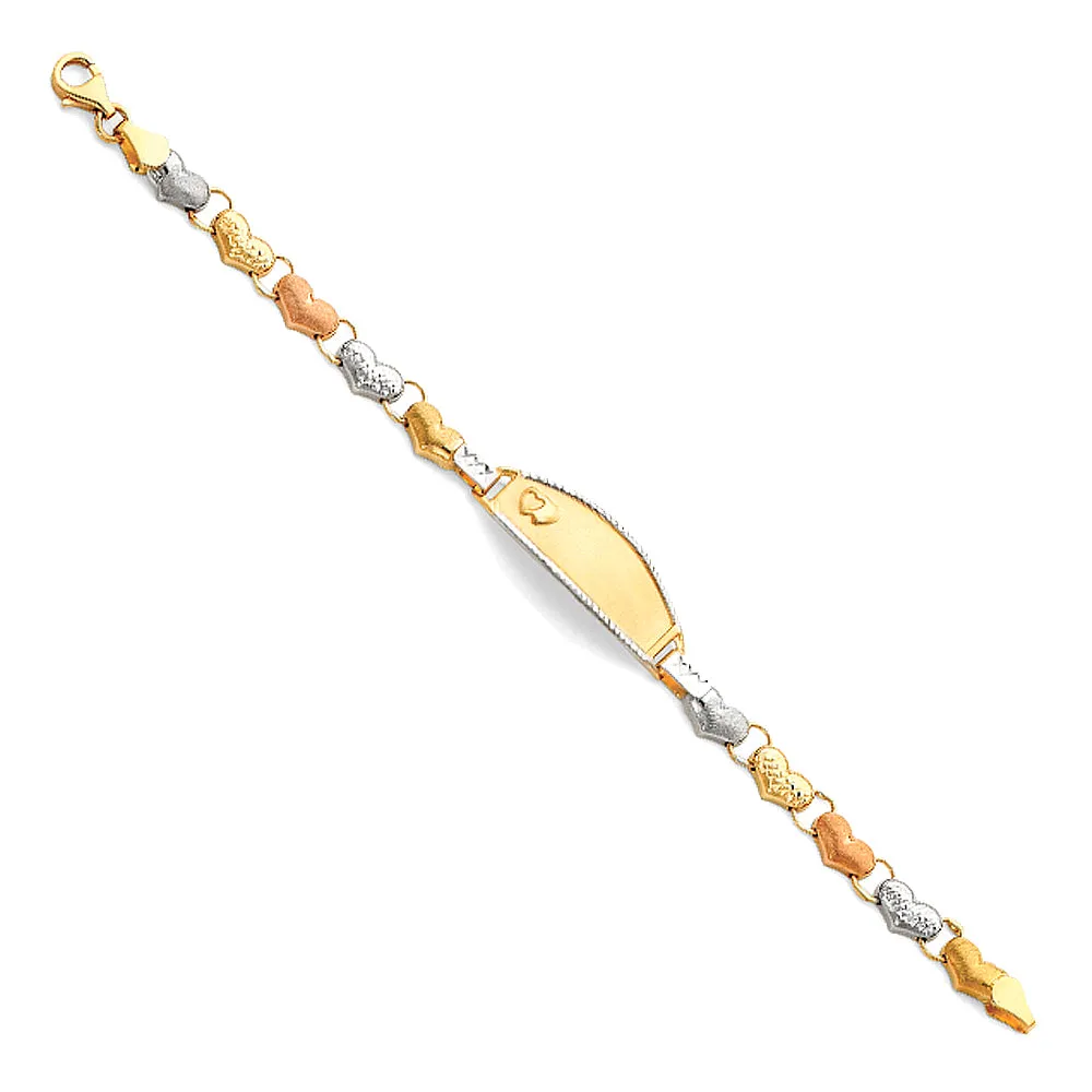 14k Gold Stampato Heart ID Bracelets and Charms