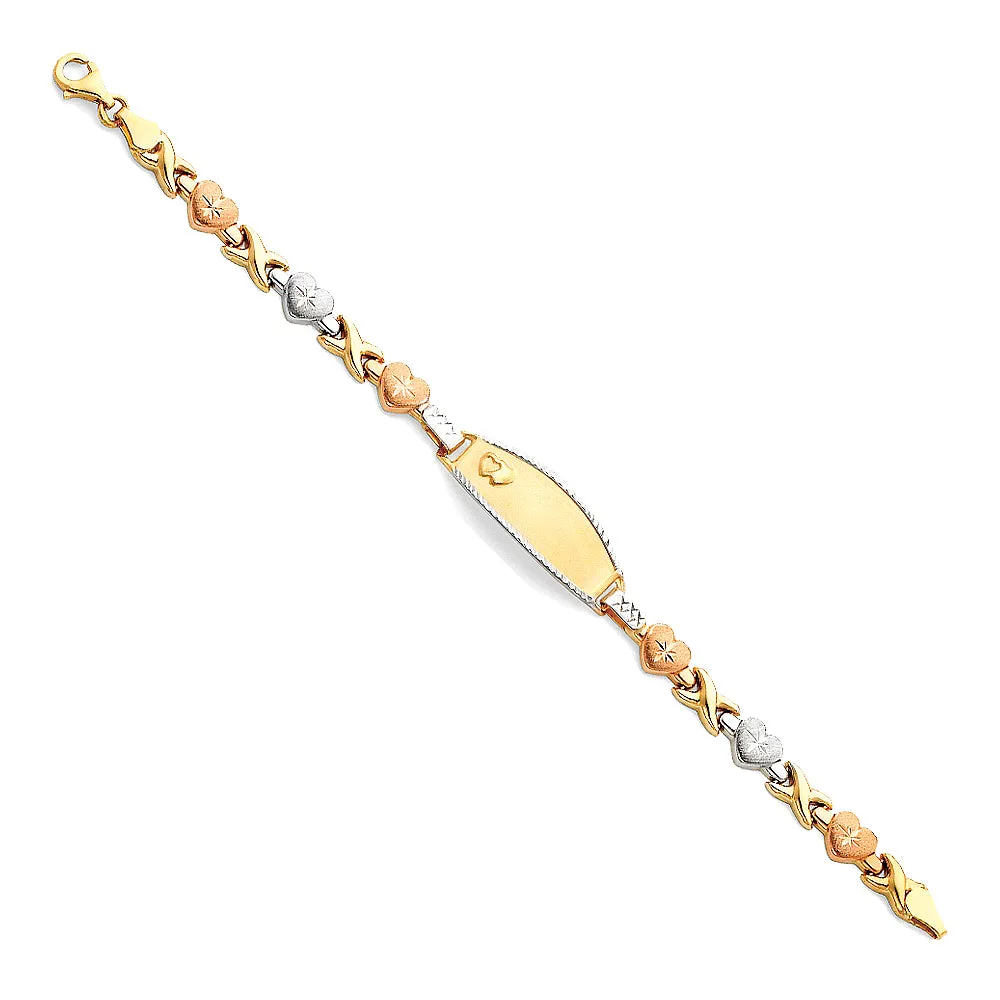 14k Gold Stampato Heart ID Bracelets and Charms