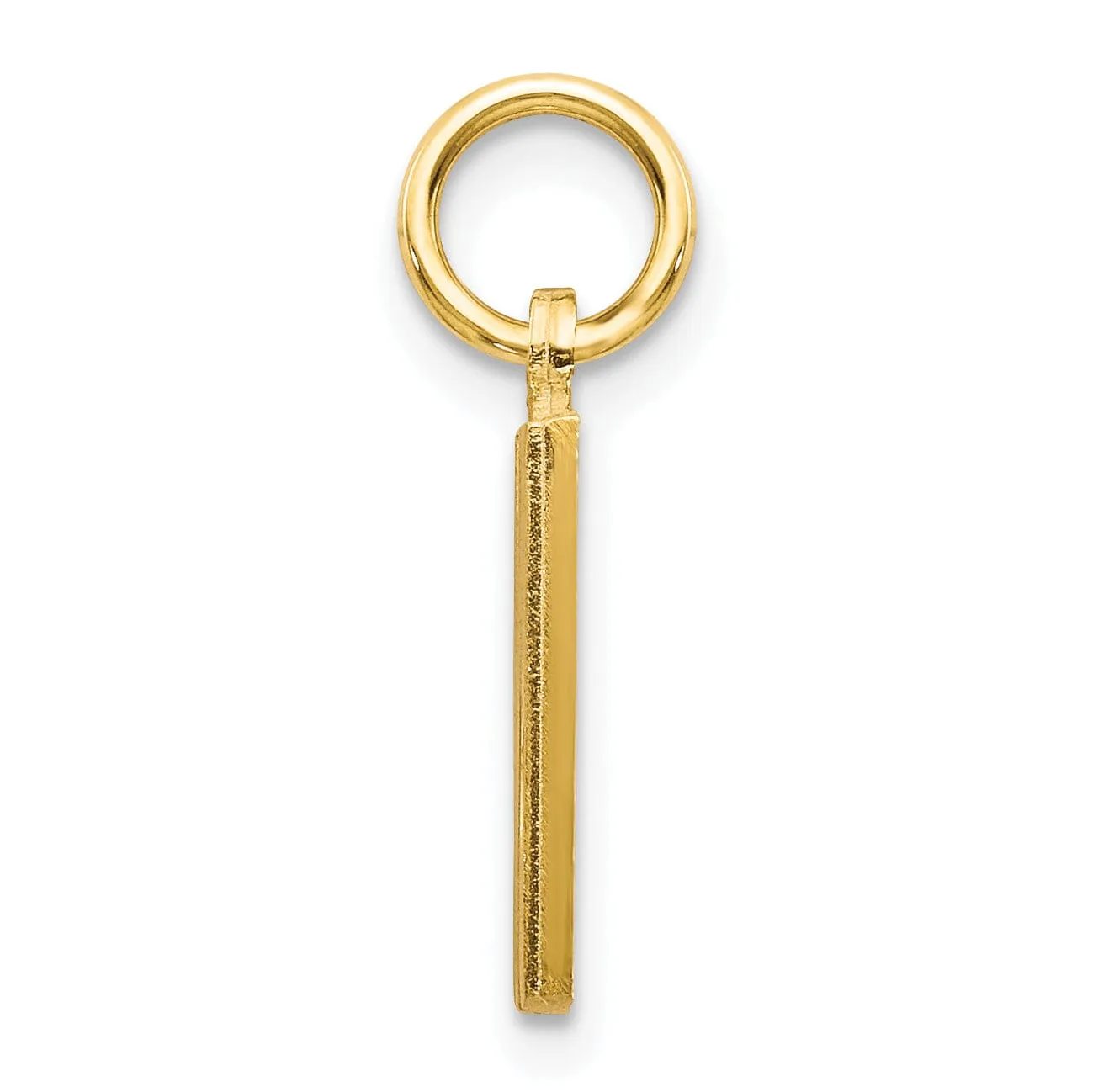14k Yellow Gold Satin Diamond Cut Finish Letter M Initial Charm Pendant