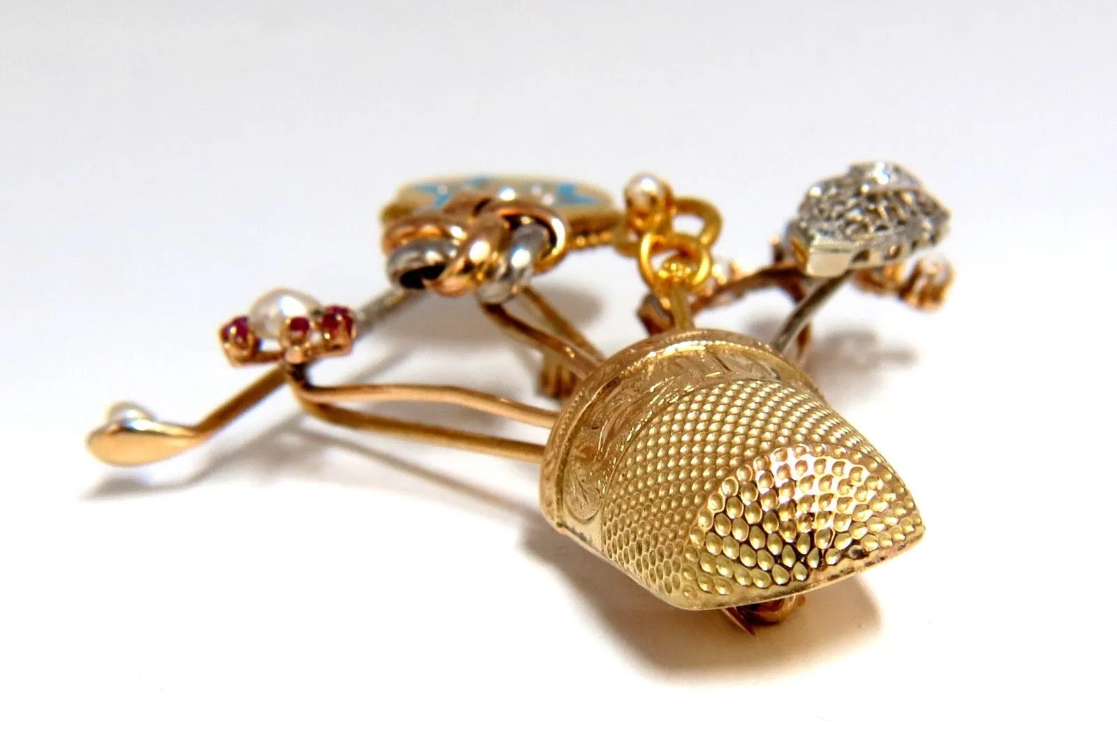 14kt Vintage Seamstress Thimble collection Pin