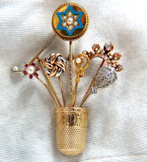 14kt Vintage Seamstress Thimble collection Pin