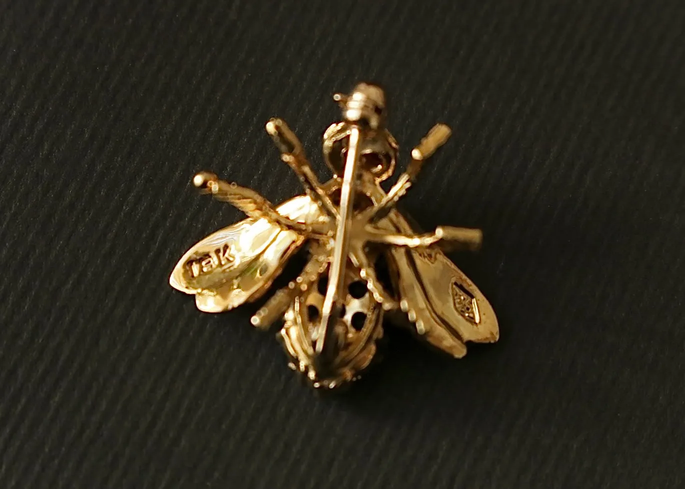 18k Diamond and Sapphire Herbert Rosenthal Bee Brooch