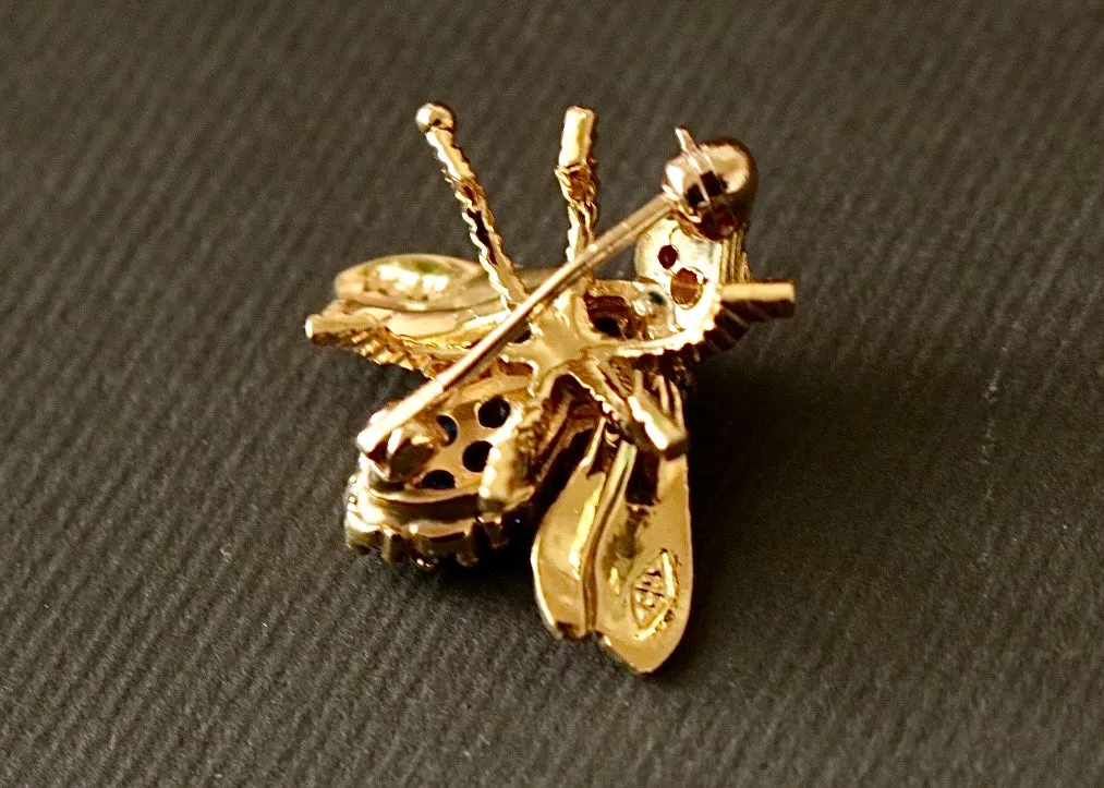 18k Diamond and Sapphire Herbert Rosenthal Bee Brooch