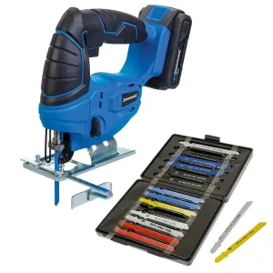 18V Cordless Jigsaw   15pc Blades 2Ah Li-ion Battery Fast Charger Variable Speed
