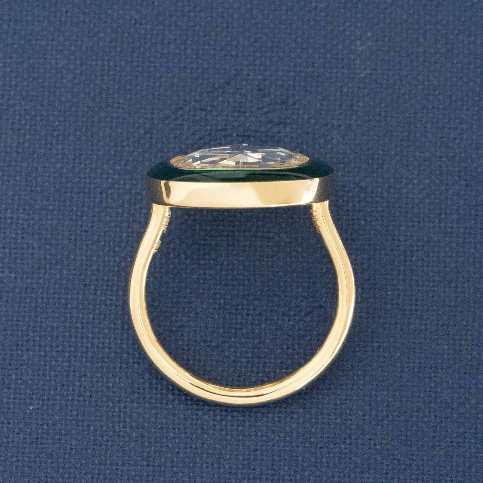 4.26ct Cushion Rose Cut Diamond Enamel Target Ring, GIA K