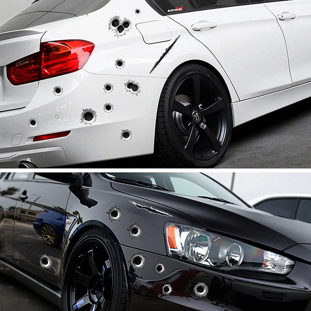 4pcs 3D Bullet Hole Realistic Stickers