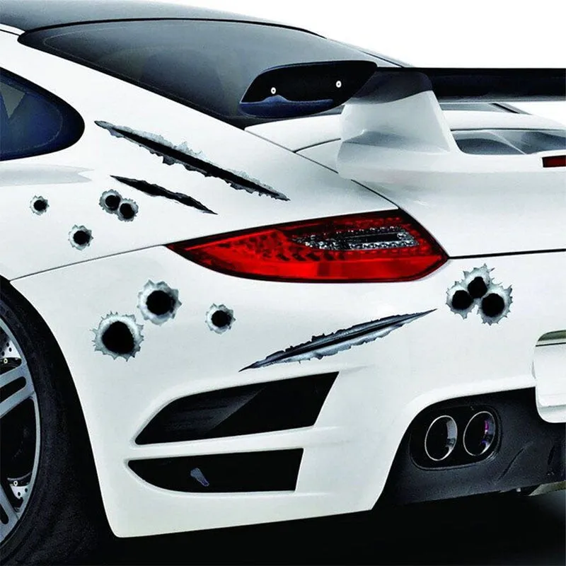 4pcs 3D Bullet Hole Realistic Stickers