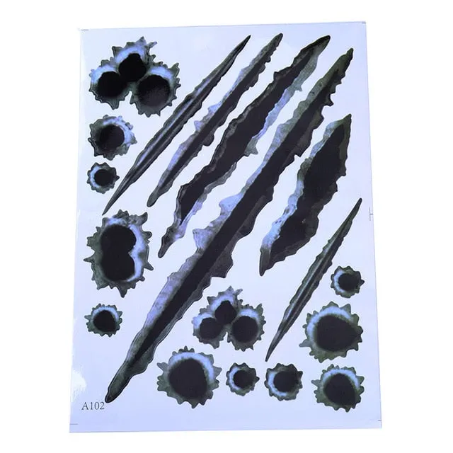 4pcs 3D Bullet Hole Realistic Stickers