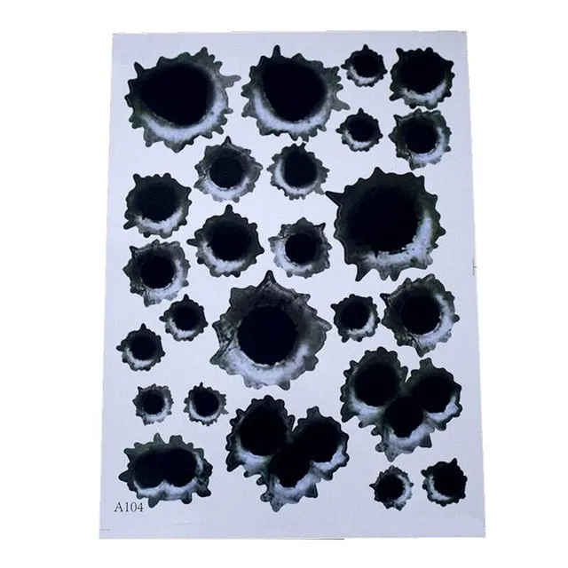 4pcs 3D Bullet Hole Realistic Stickers