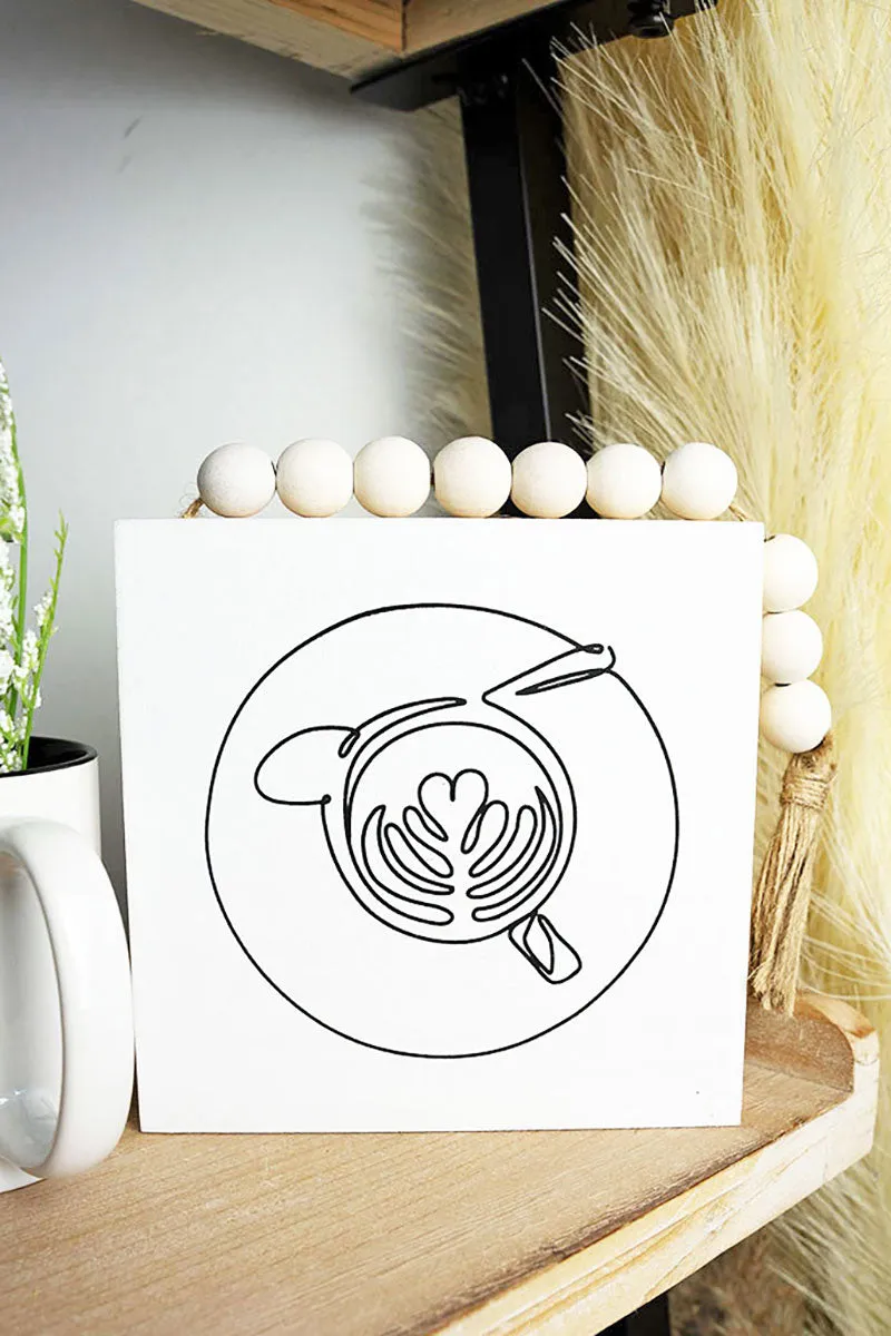 7 x 7 Espresso Yourself Wood Beaded Tassel Sign
