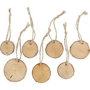 7 x Wooden Holed Discs 35-45mm 7mm Christmas Crafts Holiday Decorations