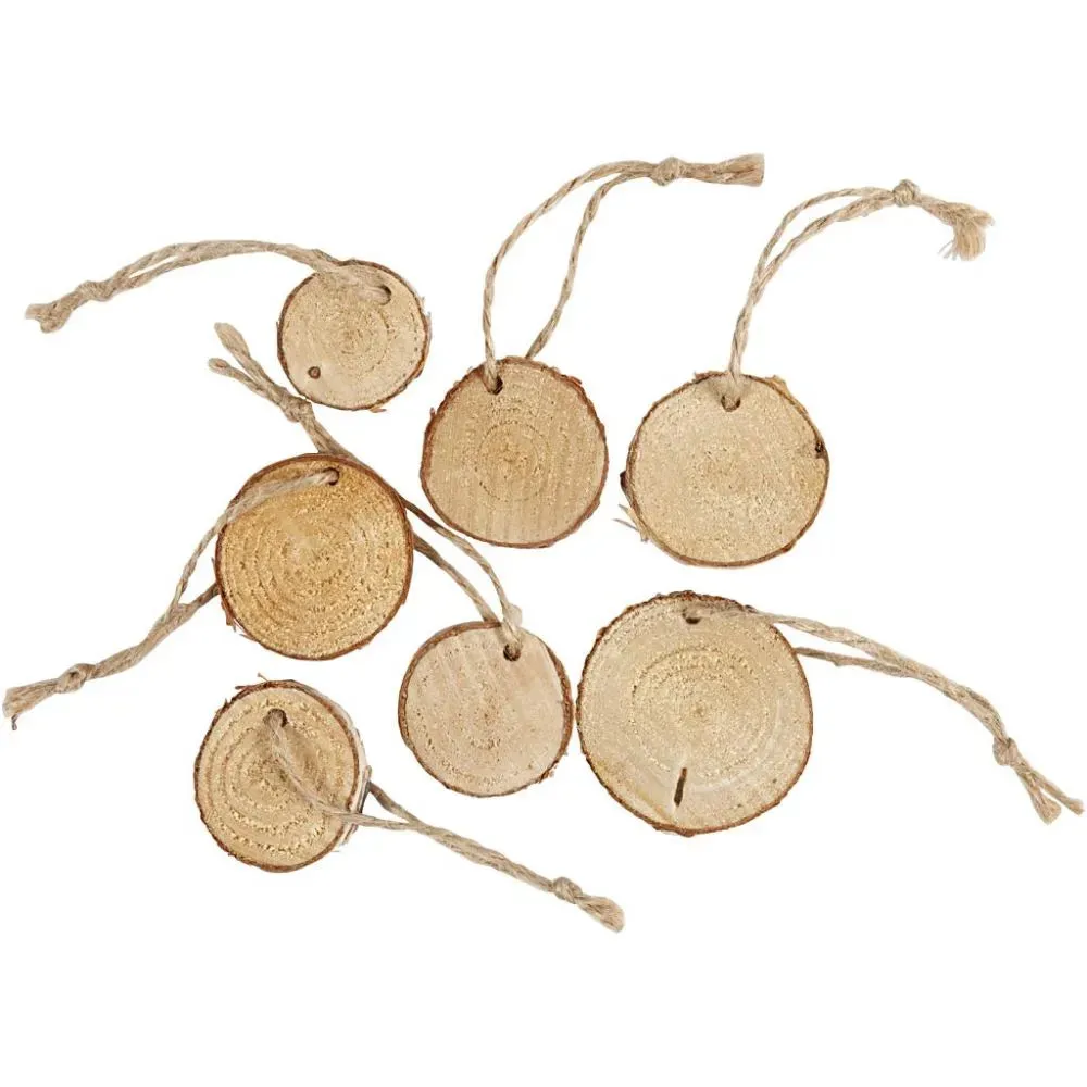 7 x Wooden Holed Discs 35-45mm 7mm Christmas Crafts Holiday Decorations