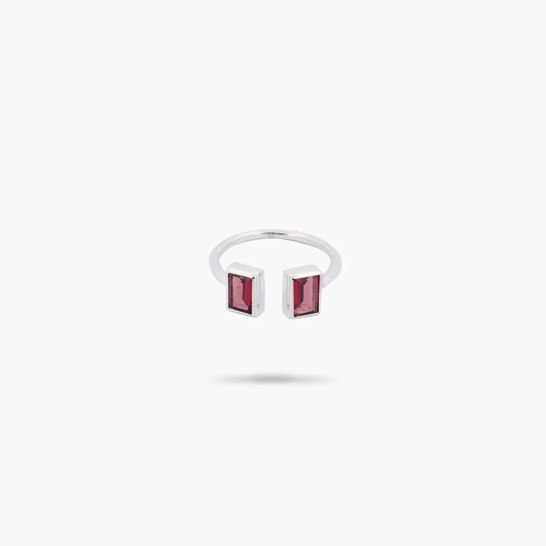 Amare Wear 925 Sterling Silver Garnet Cuff Ring