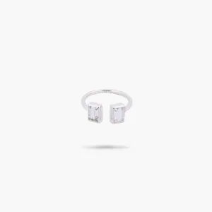 Amare Wear 925 Sterling Silver White Topaz Cuff Ring