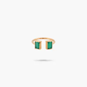 Amare Wear Baguette Green Onyx Cuff Ring