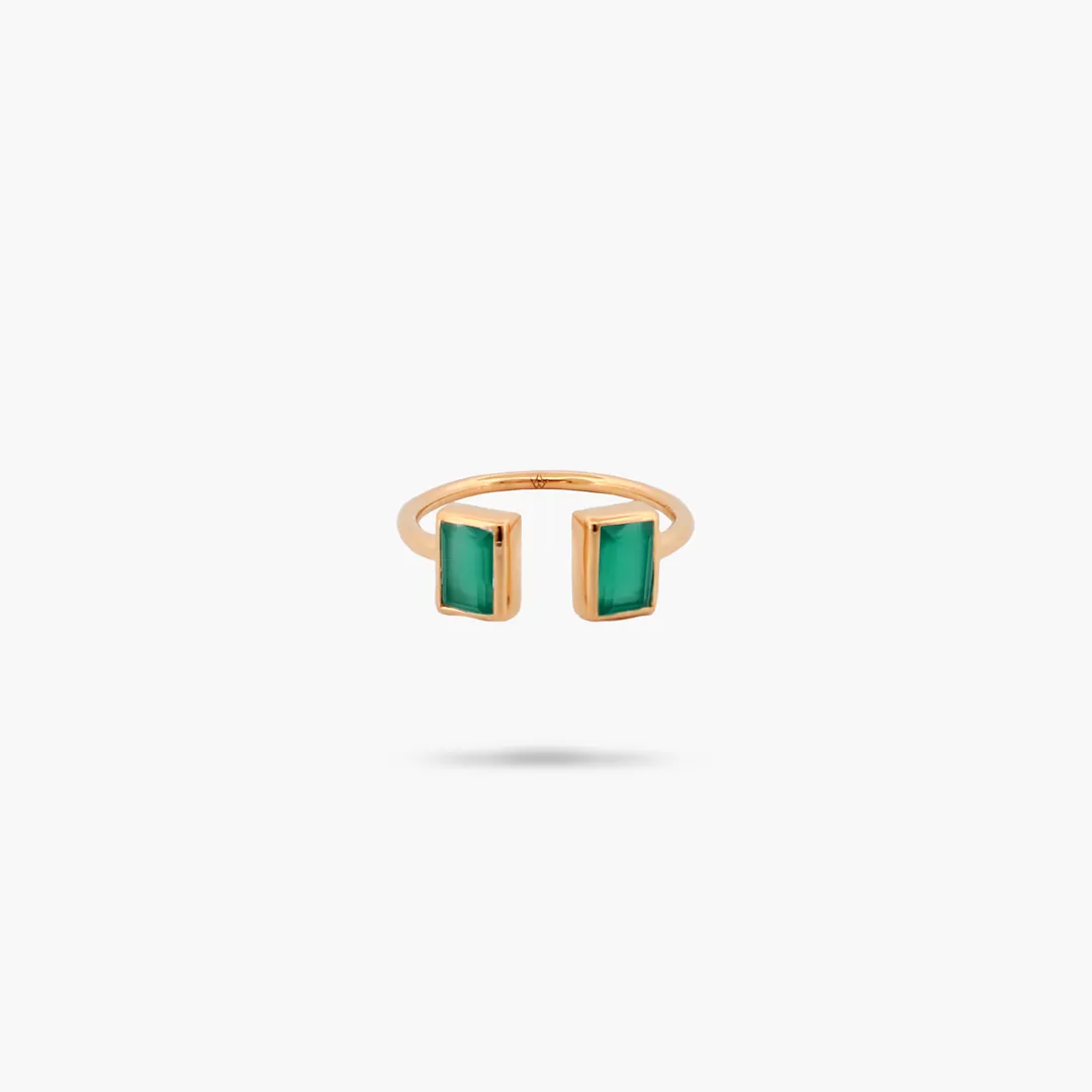 Amare Wear Baguette Green Onyx Cuff Ring