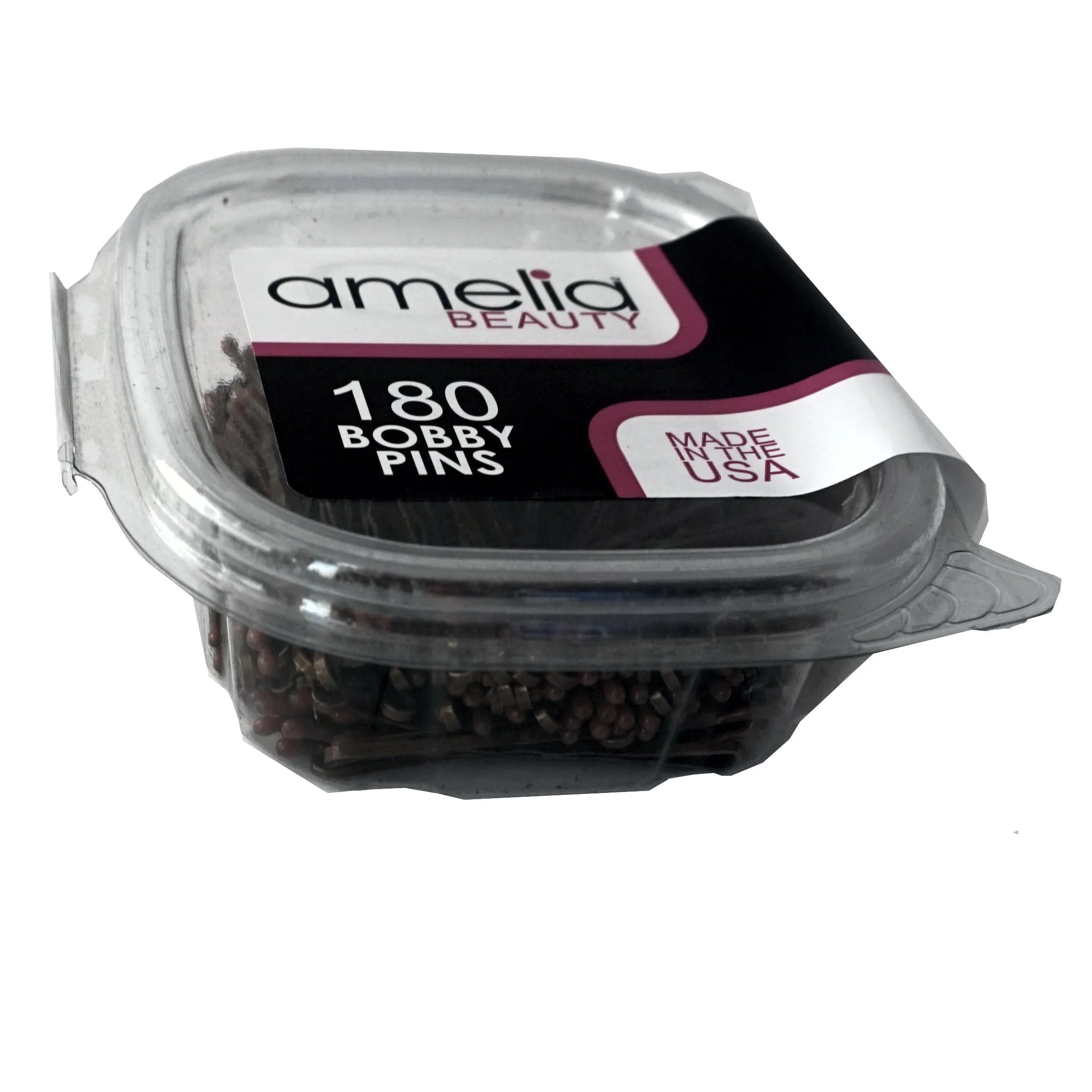 Amelia Beauty Professional Quality Brown Bobby Pins, Made in USA, 180 Count, 2" Long, Strong Grip, Durable Plastic Tips, Comfortable All-Day Wear