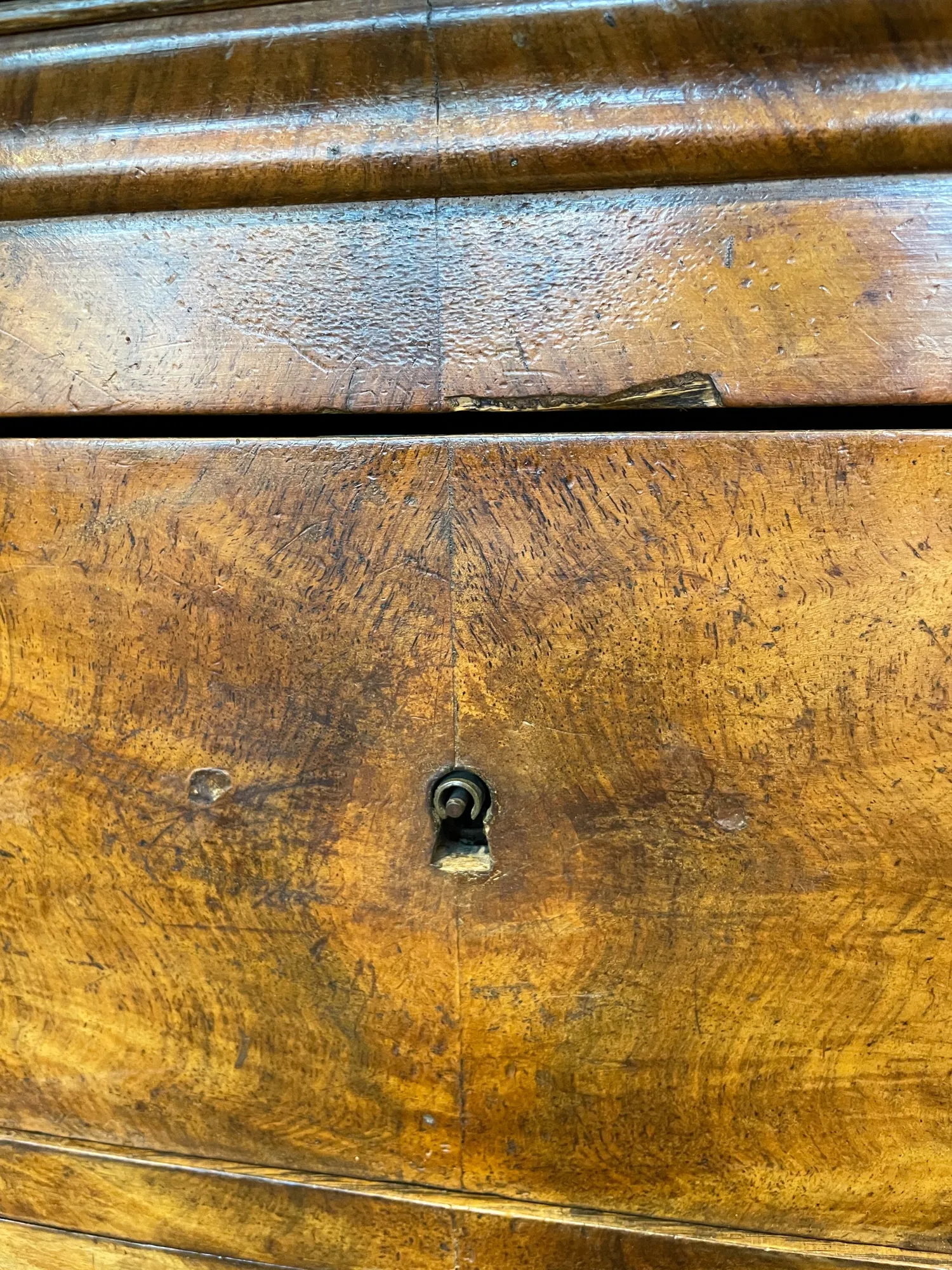 Antique French Louis Philippe Five-Drawer Chest with Belgian Marble Top