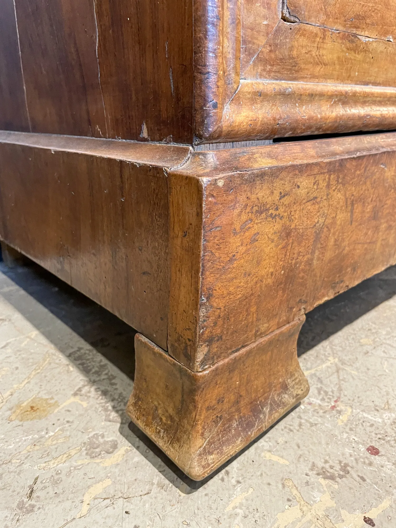 Antique French Louis Philippe Five-Drawer Chest with Belgian Marble Top