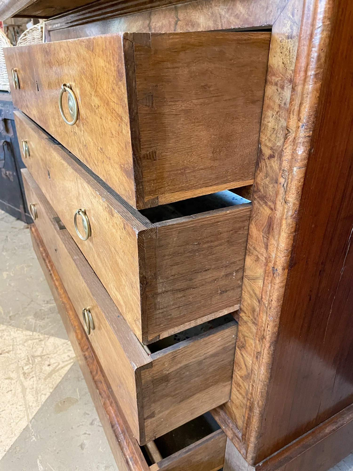 Antique French Louis Philippe Five-Drawer Chest with Belgian Marble Top