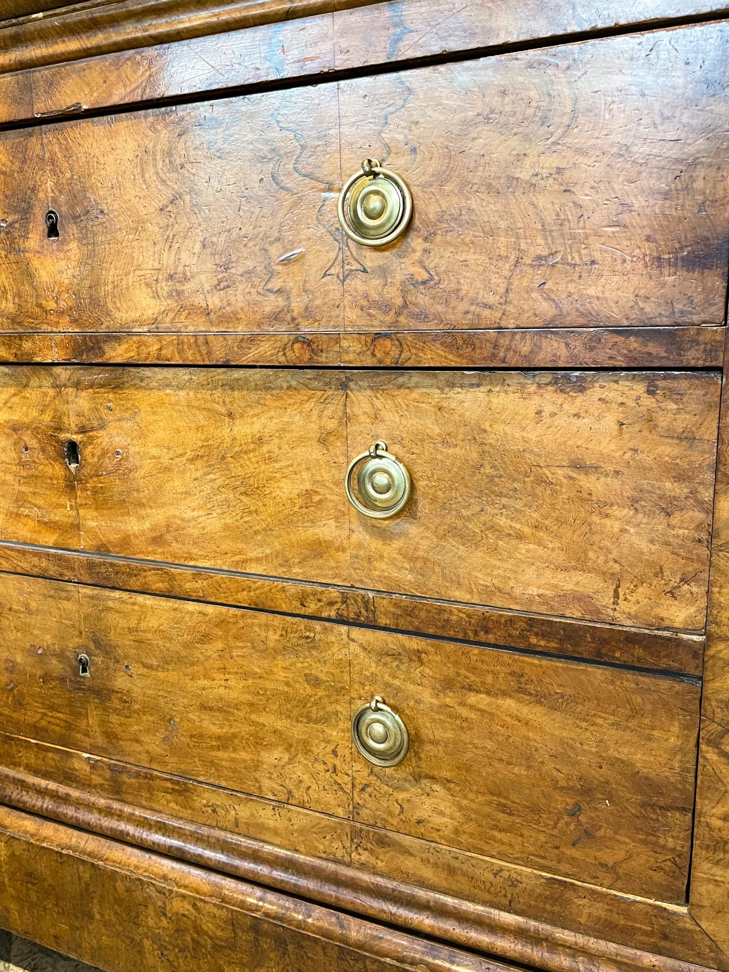 Antique French Louis Philippe Five-Drawer Chest with Belgian Marble Top