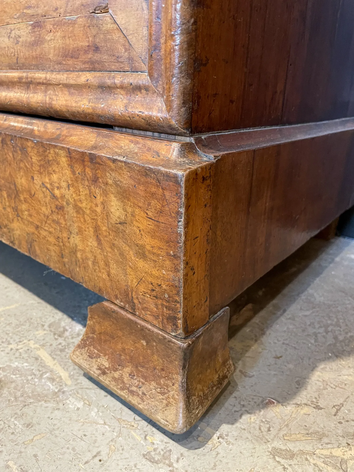Antique French Louis Philippe Five-Drawer Chest with Belgian Marble Top
