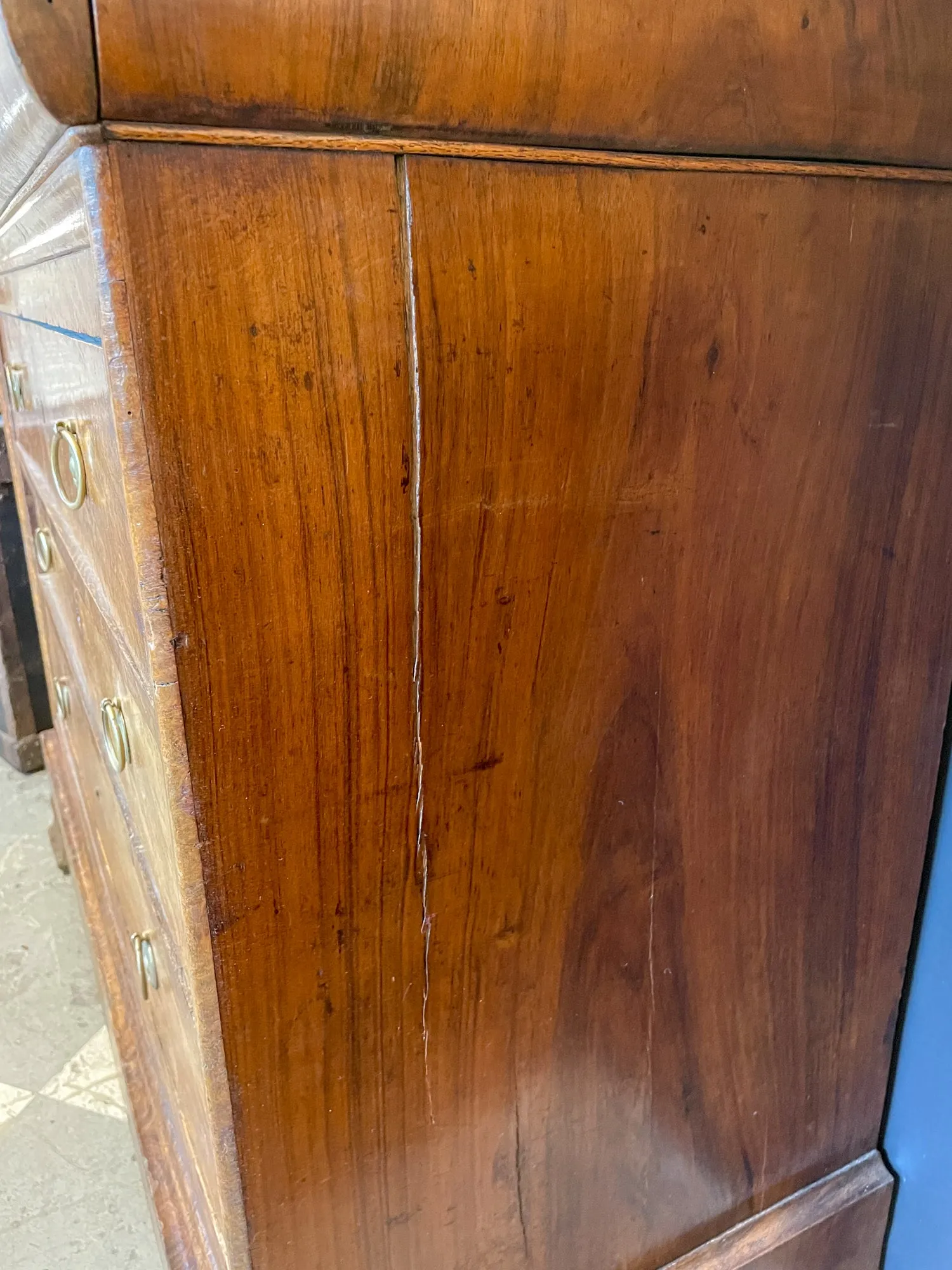 Antique French Louis Philippe Five-Drawer Chest with Belgian Marble Top