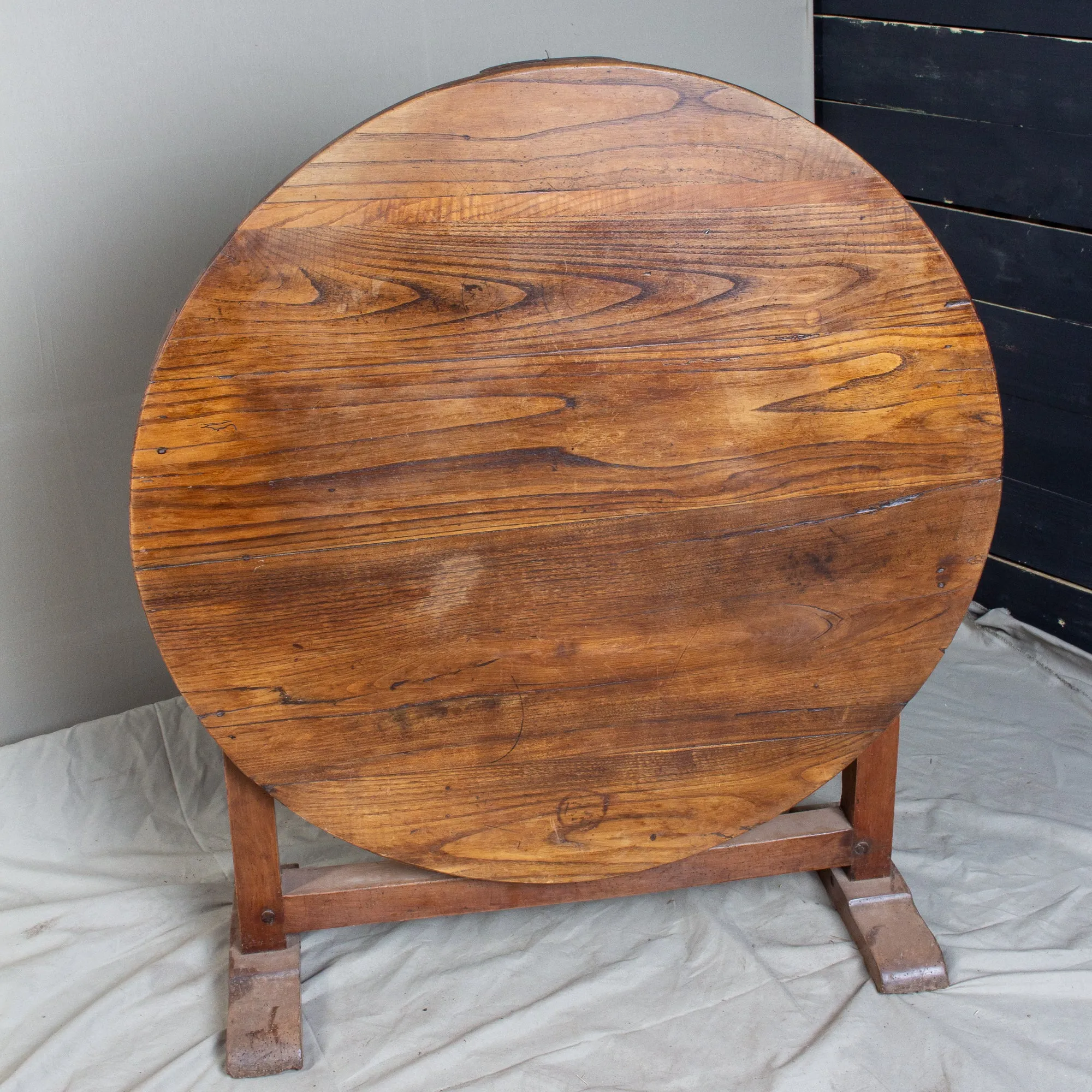 Antique French "Vendage" Vineyard Harvest Tilt-Top Table