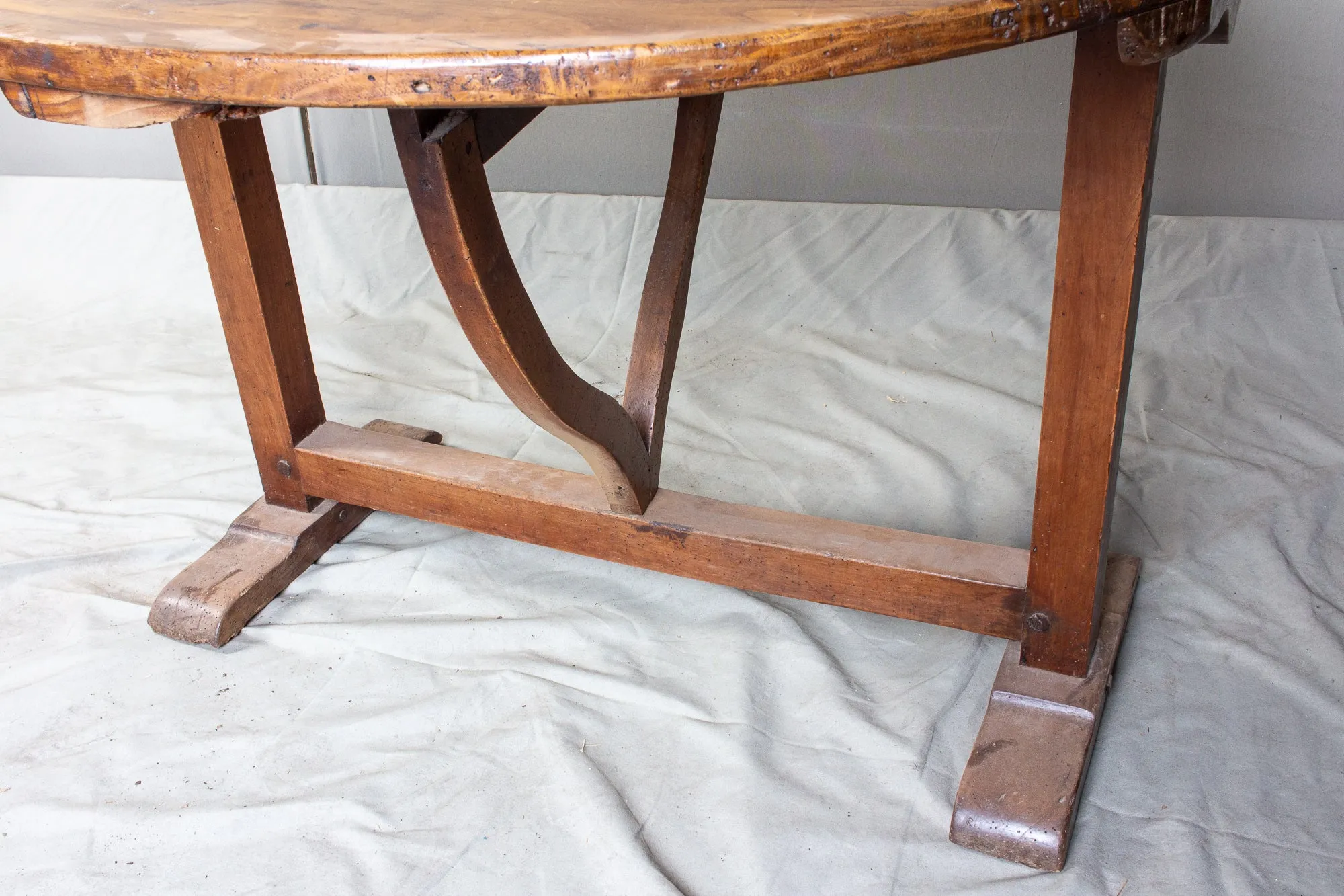 Antique French "Vendage" Vineyard Harvest Tilt-Top Table