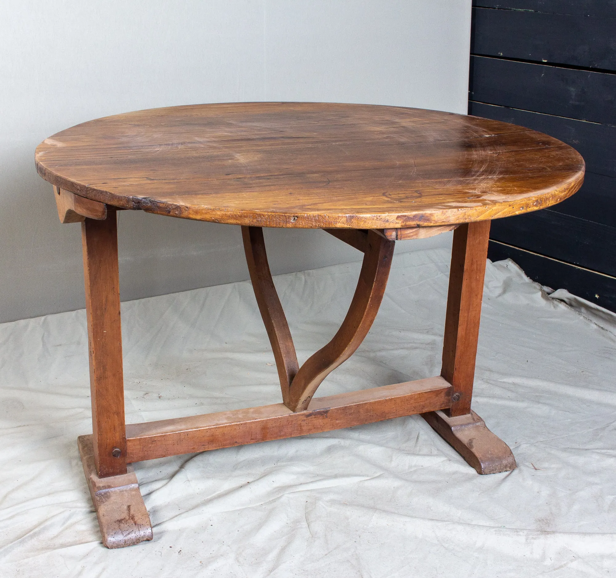 Antique French "Vendage" Vineyard Harvest Tilt-Top Table