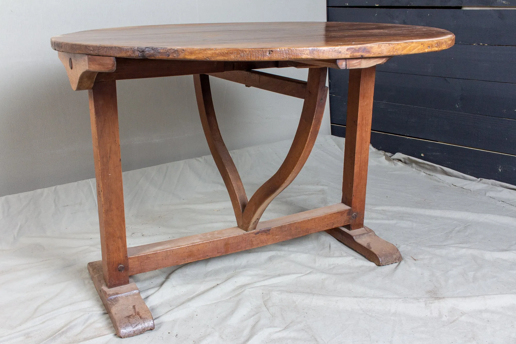 Antique French "Vendage" Vineyard Harvest Tilt-Top Table