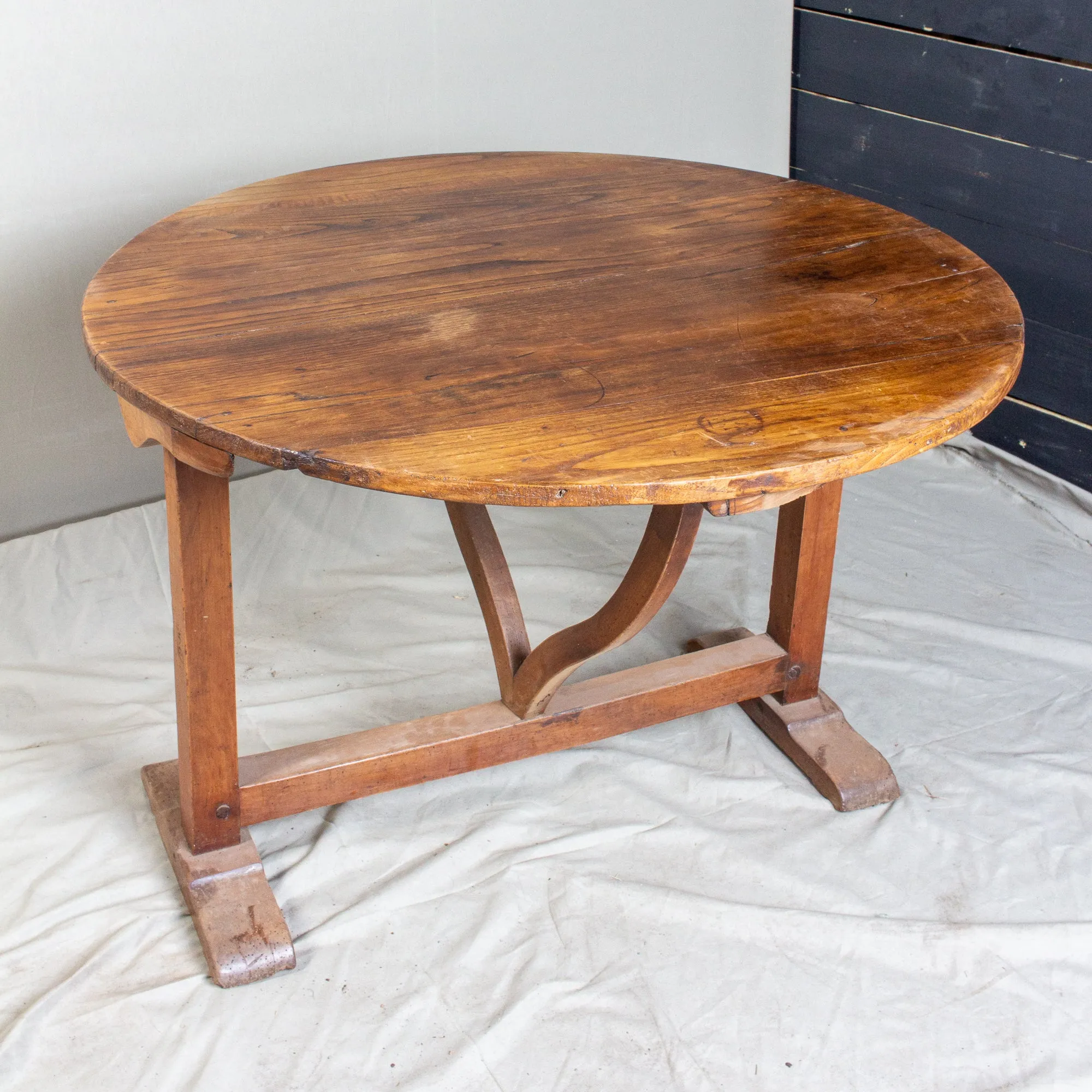 Antique French "Vendage" Vineyard Harvest Tilt-Top Table