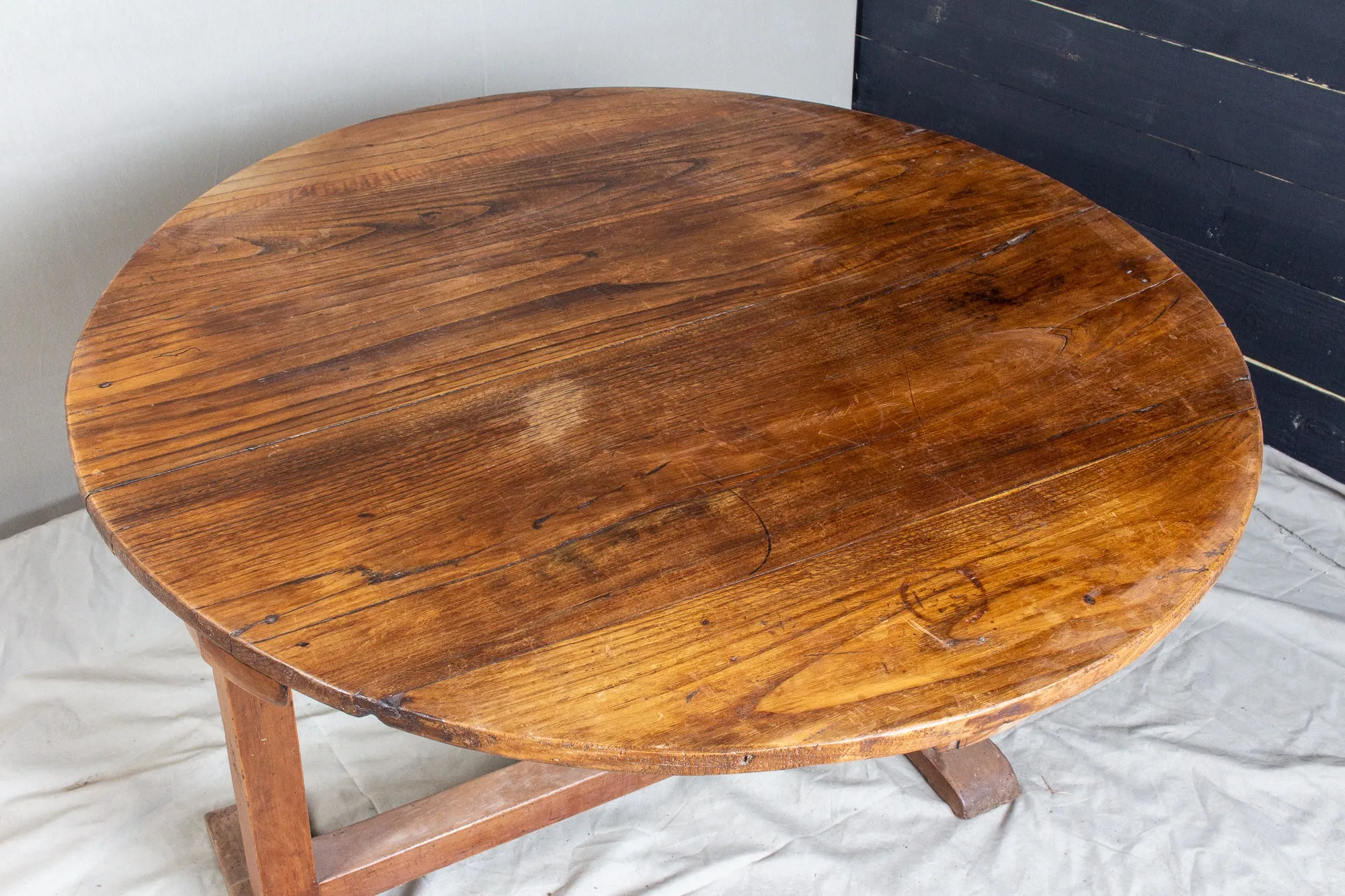 Antique French "Vendage" Vineyard Harvest Tilt-Top Table