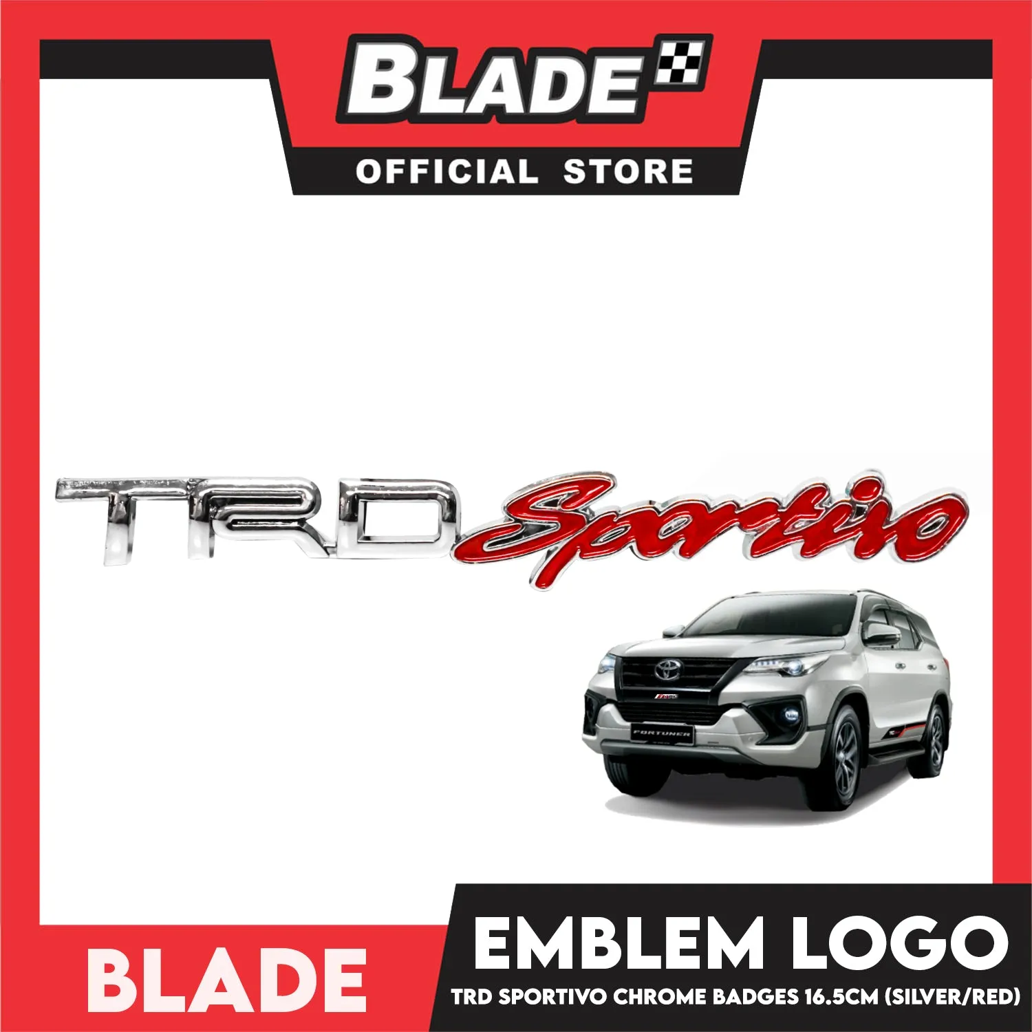 Auto Car Emblem Logo Chrome Badge Sticker Decals with 3M Adhesive 16.5cm (TRD Sportivo)
