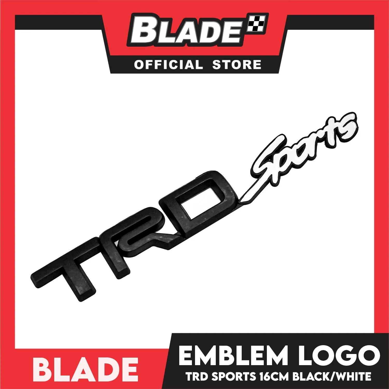Auto Car Emblem Logo Chrome Badge Sticker Decals with 3M Adhesive Black with White (TRD Sports) for Tacoma Tundra Truck Pickup SUV Sedan