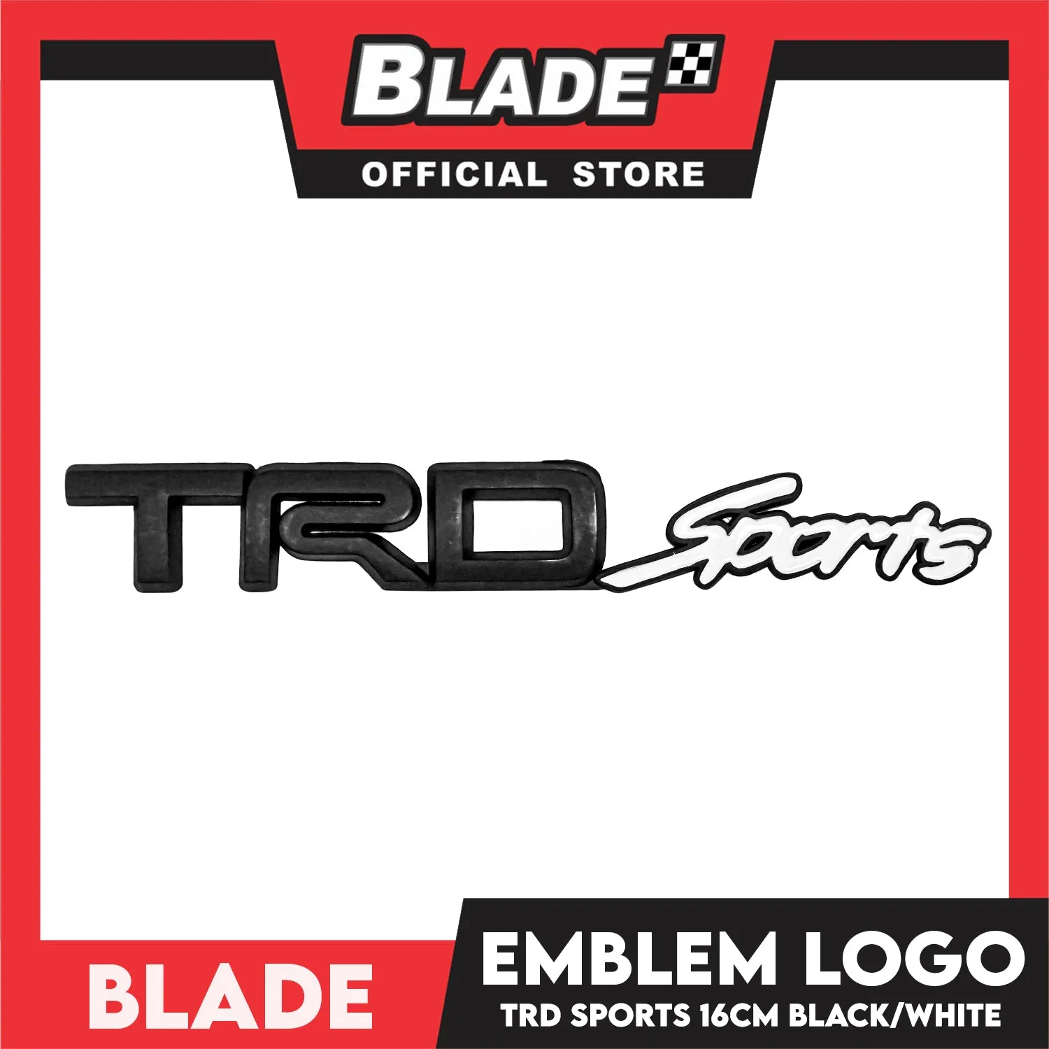 Auto Car Emblem Logo Chrome Badge Sticker Decals with 3M Adhesive Black with White (TRD Sports) for Tacoma Tundra Truck Pickup SUV Sedan