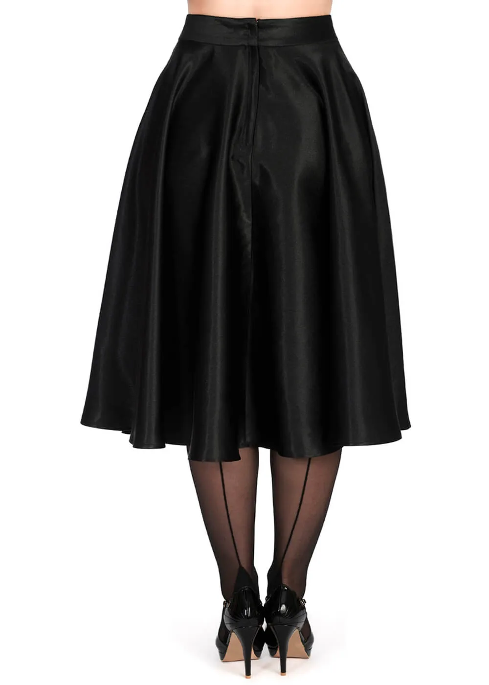 Banned Hazel Satin Sparkle 50's Swing Skirt Black