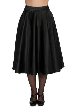 Banned Hazel Satin Sparkle 50's Swing Skirt Black