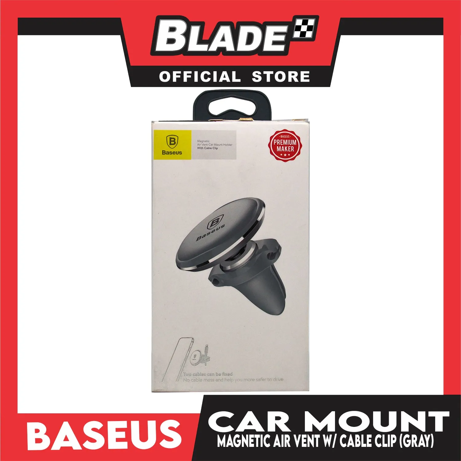 Baseus Car Mount Holder Magnetic Air Vent with Cable Clip SUGX-A0S ( Gray )