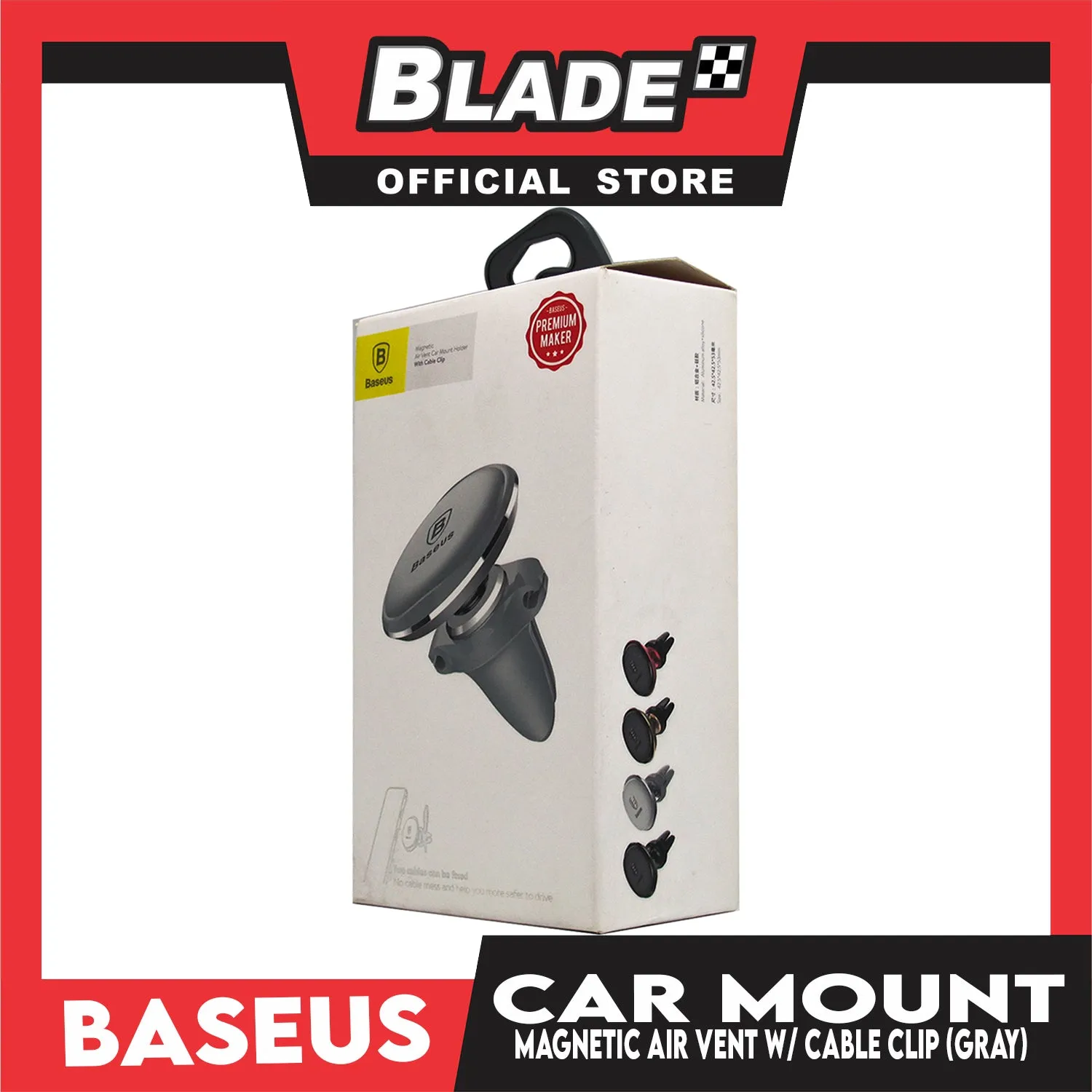 Baseus Car Mount Holder Magnetic Air Vent with Cable Clip SUGX-A0S ( Gray )