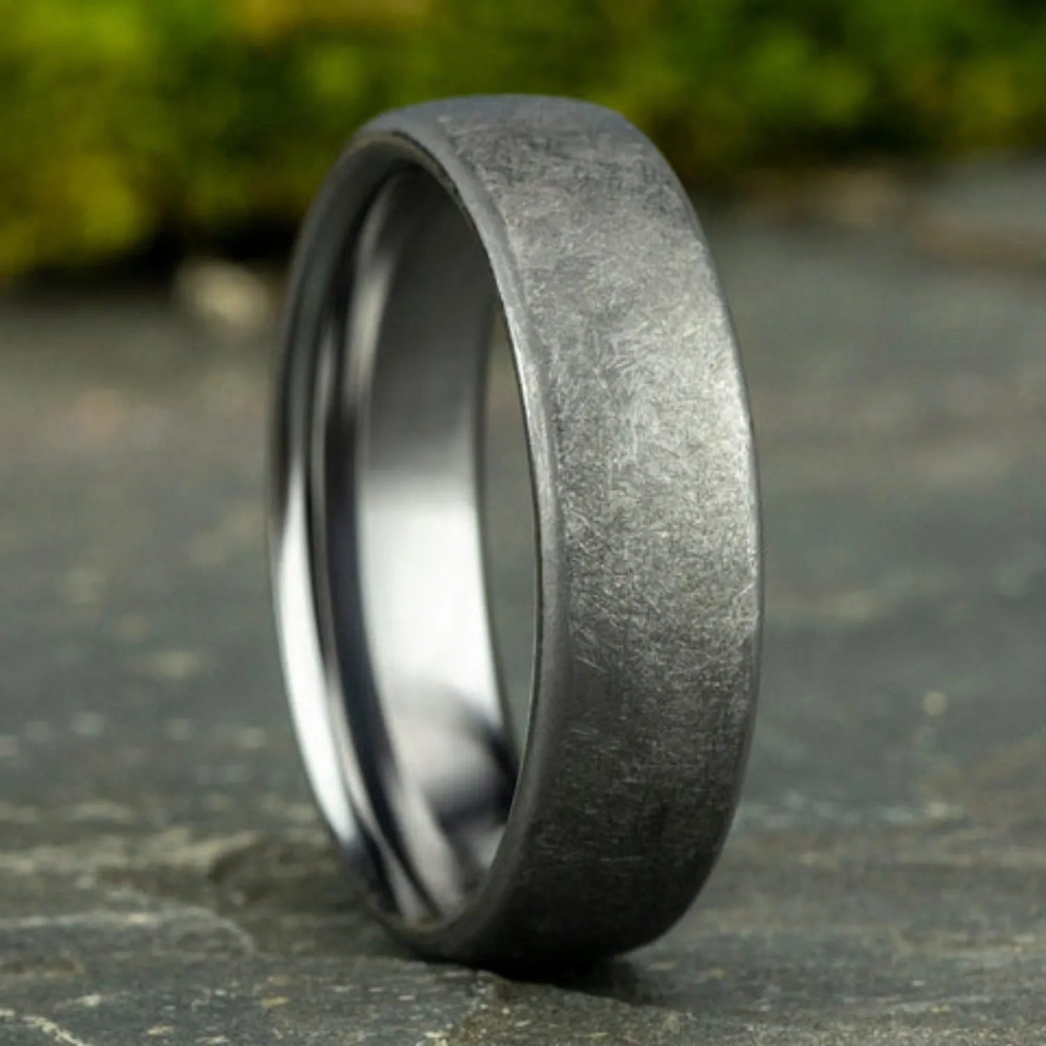 Benchmark "Tantalum" Stone Finish Comfort Fit Grey & Black Wedding Band