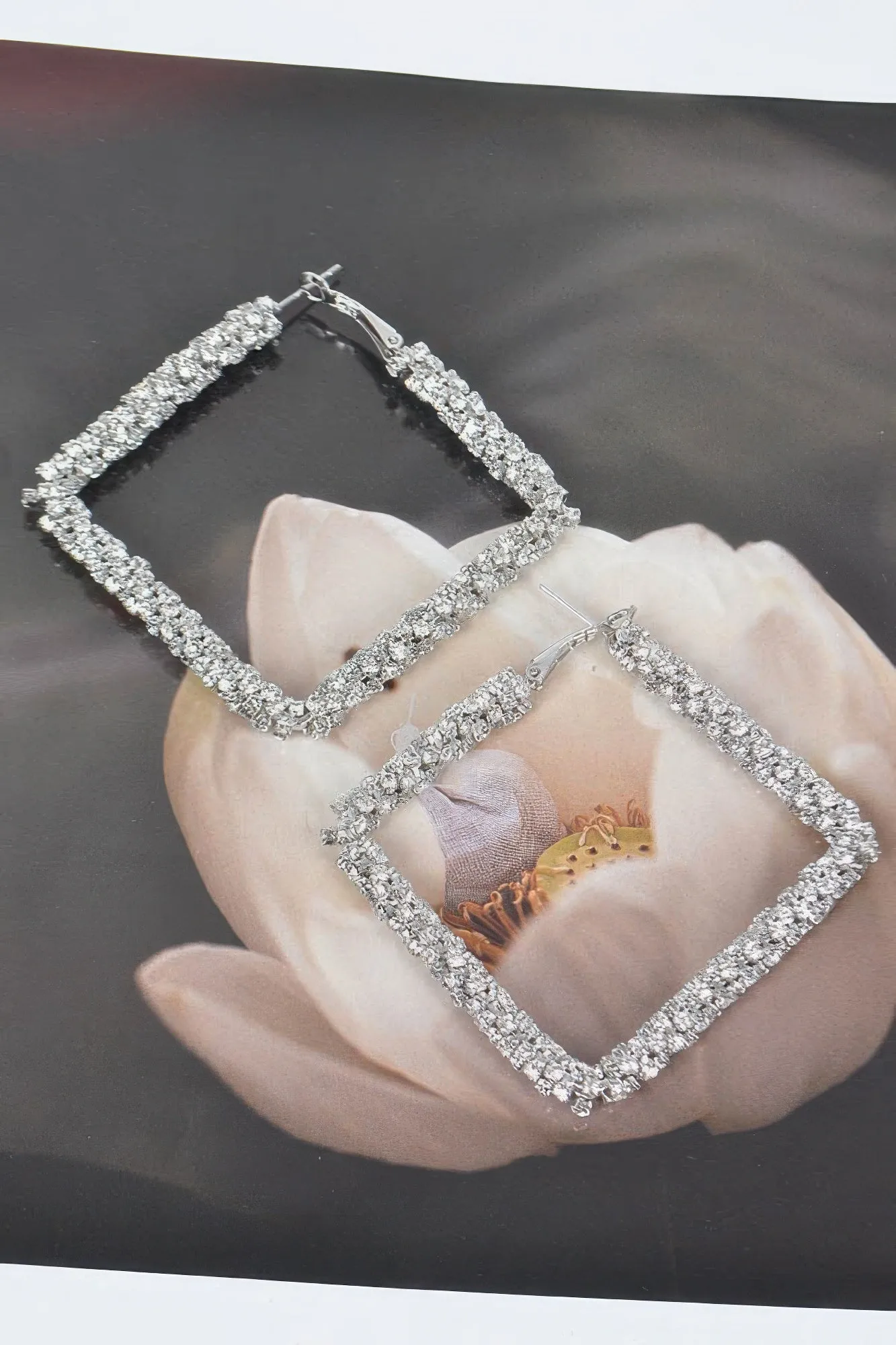 Big Square Glitter Earrings