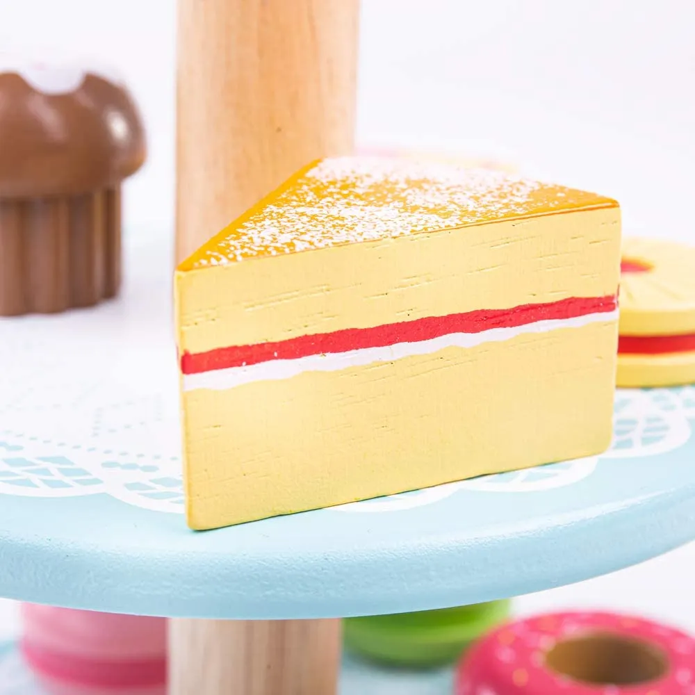 Bigjigs Cake stand with 9 cakes