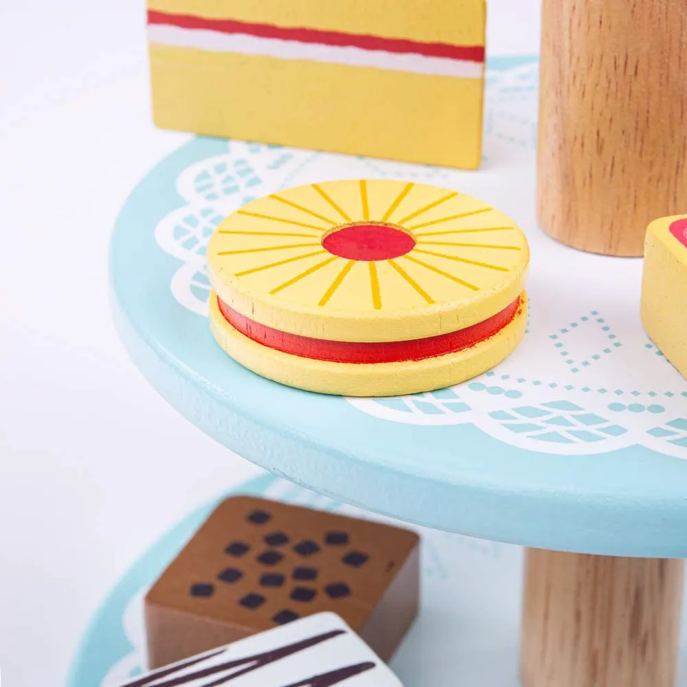 Bigjigs Cake stand with 9 cakes