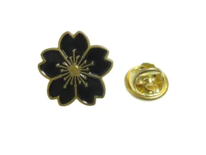 Black Cherry Blossom Flower Lapel Pin